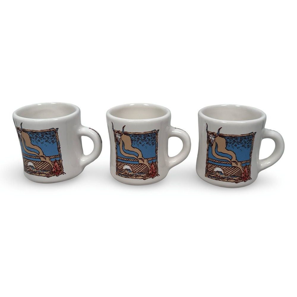 Pipestone Cow Camp‎ China Mug 3.5" Wild West Skull Buckeye Blake Lot of 3